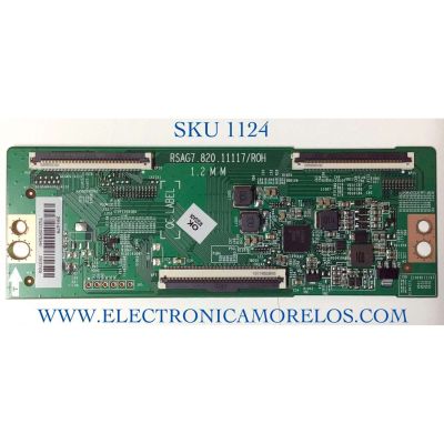 T-CON PARA TV HISENSE NUMERO DE PARTE 291479 / RSAG7.820.11117/ROH / 293768 / TG21297EHV / H41802PNJ54B1 / PANEL HD650Y1U72-T0L2\GM\CKD3A\ROH / MODELO 65A6G 65A53FUA (0003) / 65A6G